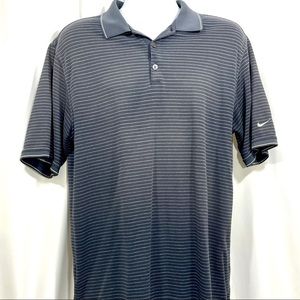Nike Golf Dri Fit Black Striped Polo Medium